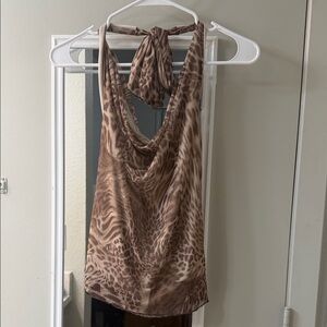 See You Monday Brown Animal Print Halter Top
